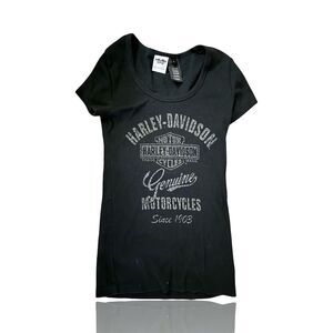 Harley-Davidson Women's Black Short Sleeve T-Shirt Size L (Slim Fit)